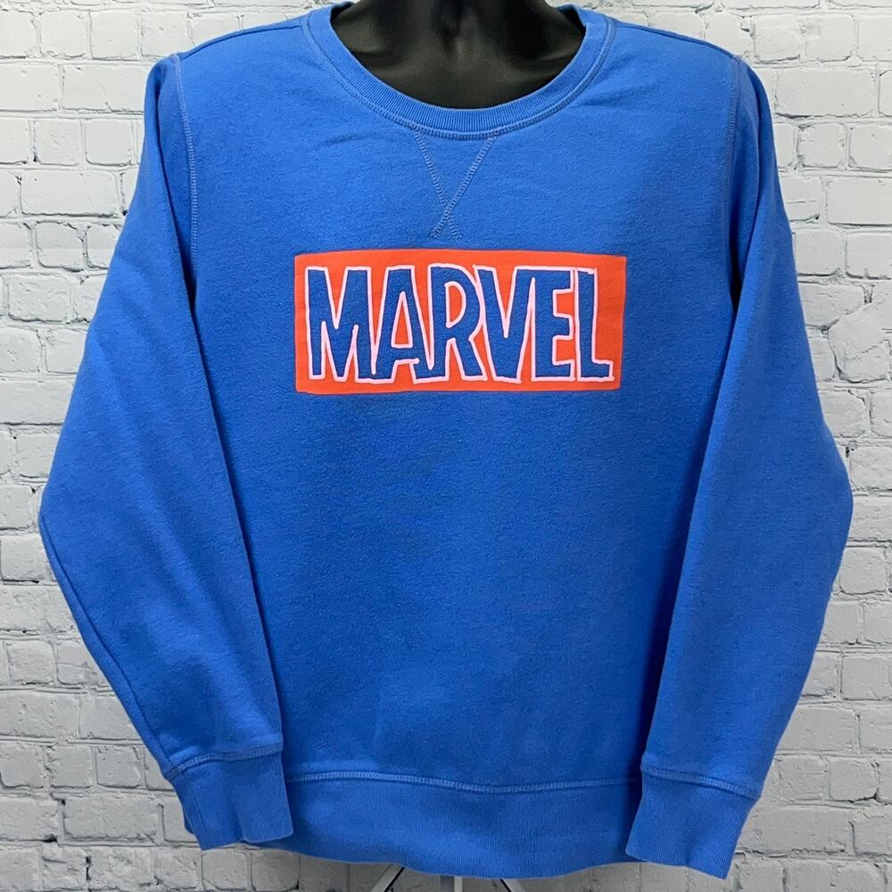 Marvel Sweatshirt Womens XL X-Large Blue Amazon Essentials Comic Books MCU Logo
